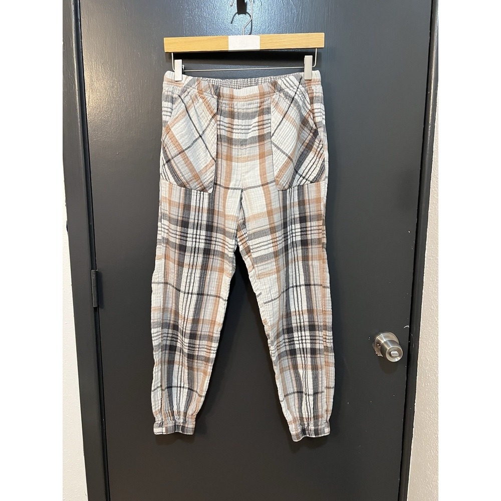 Aerie Women Sz S Plaid Cozy Lounge High Rise Soft Gauze Pajama Jogger Pants - Picture 1 of 5